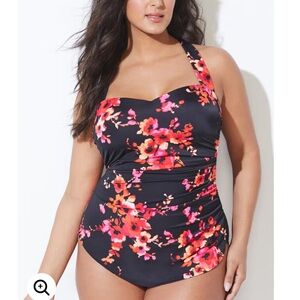 Women’s Chlorine Resistant H-Back Sarong Front Floral One Piece Swimsuit